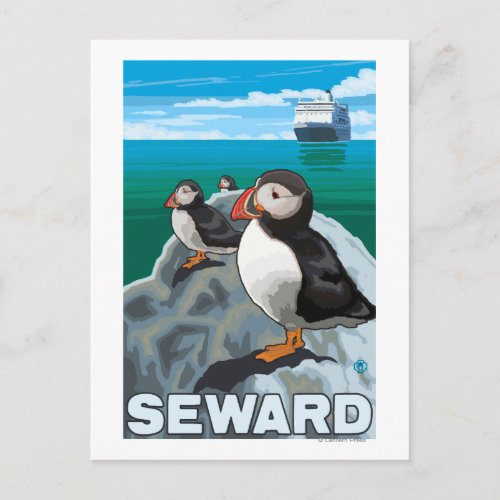 Puffins &amp; Cruise Ship - Seward, Alaska Post Cards