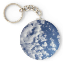 Puffy Clouds On Blue Sky keychains