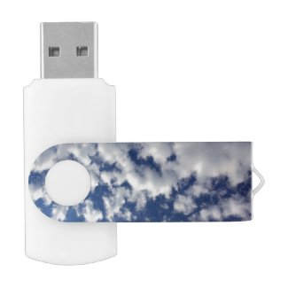 Puffy Clouds On Blue Sky Swivel USB 2.0 Flash Drive