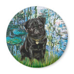 Pug 13 (black) - Lilies 1 Refrigerator Magnet