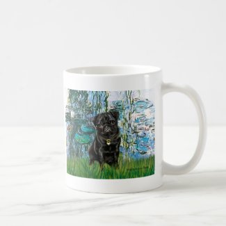 Black Pug - Lilies Mug
