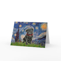 Pug 13 (black) - Starry Night Card