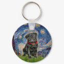 Pug 13 (black) - Starry Night keychains