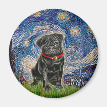 Pug 13 (black) - Starry Night Magnet