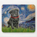Pug 13 (black) - Starry Night mousepads