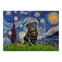 Pug 13 (black) - Starry Night posters