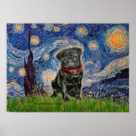 Pug 13 (black) - Starry Night Print