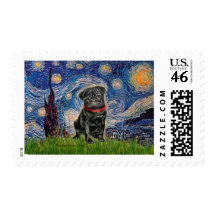 Pug 13 (black) - Starry Night Stamp