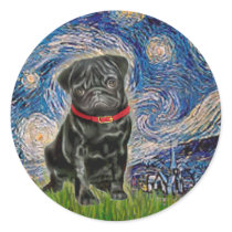 Pug 13 (black) - Starry Night stickers