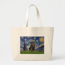 Pug 13 (black) - Starry Night Tote Bag