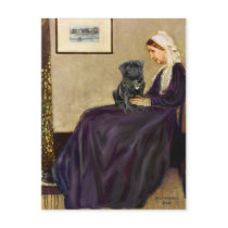 Pug 14 (black) - Whistler's Mother - Customized postcards