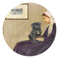 Pug 14 (black) - Whistler's Mother stickers by masterpiecedogs Pug 14 (black) - Whistler's Mother stickers