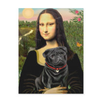 Pug 16 (black) - Mona Lisa postcards