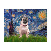 Pug 1(fawn) - Starry Night postcards by masterpiecedogs Pug 1(fawn) - Starry Night postcards