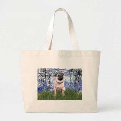 Pug 1 Lilies 6 Bags by masterpiecedogs Water Lilies by Claude Monet