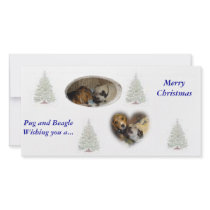 Pug and Beagle Christmas Personalized Photo Card
