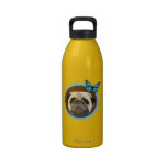 Pug and butterfly reusable water bottle