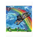 Pug angel flys free post card