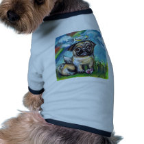 Pug Angel with pink kong pet clothing