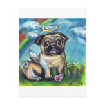 Pug Angel with pink kong Postcard