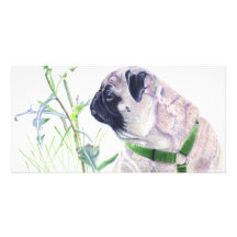 Pug Art Card Personalized Photo Card