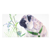 Pug Art Card Personalized Photo Card