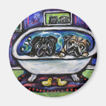Pug Bathtime Magnets