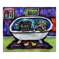 Pug bathtime posters by zadajeanne Pug bathtime posters
