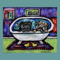 Pug bathtime posters