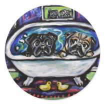 Pug Bathtime Stickers