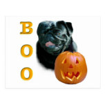 Pug (black) Boo Postcard