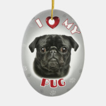 Pug Black Christmas Ornaments
