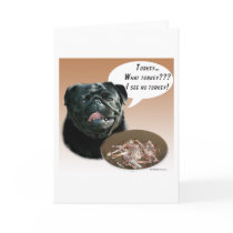 Pug (black) Turkey Cards