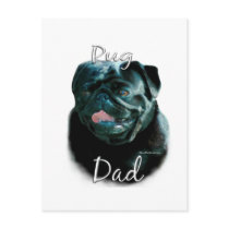Pug (blk) Dad 2 postcards