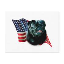 Pug (blk) Flag postcards