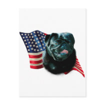 Pug (blk) Flag postcards