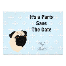 Pug - Blue w/ White Diamond Design Custom Announcement