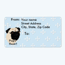 Pug - Blue w/ White Diamond Design labels