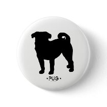 Pug Button by dogsilhouettes Pug Button