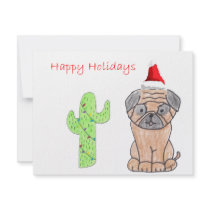 Pug Cactus Christmas invitations by giftsjustforuholiday Pug Cactus Christmas invitations