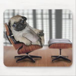 Pug chilling in a recliner chair. mousepad