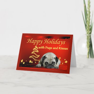 Pug Christmas Card Stars