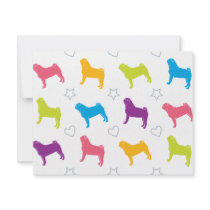 Pug Colors Hearts and Stars! Custom Invitations