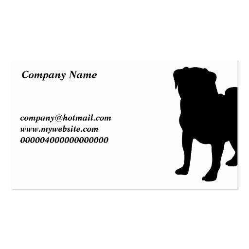 Pug, Company Name, Business Card Template (front side)