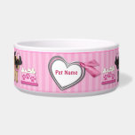 Pug Cuties Pink Stripe - Customize Dog Food Bowls