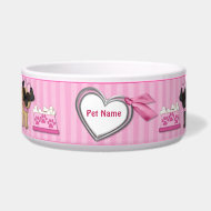 Pug Cuties Pink Stripe - Customize petbowl
