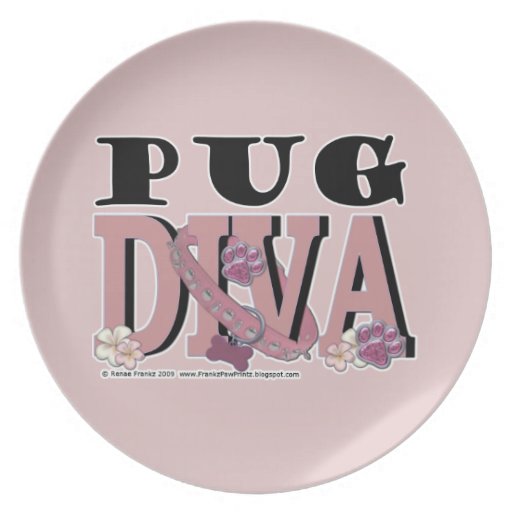Pug DIVA Party Plates