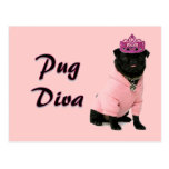 Pug Diva Postcard