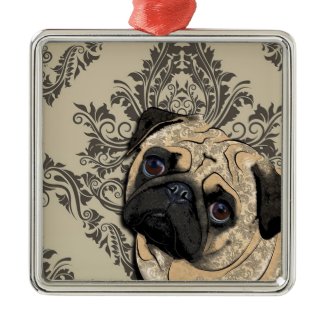 Pug Dog Abstract Pet Pattern Print Christmas Ornament