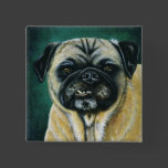 Pug Dog Art - My Happy Face Button